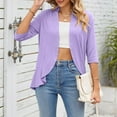 thumbnail image 5 of Mittory Women Cardigan 3/4 Sleeves Open Front Lightweight Cardigan Draped Ruffles Knit Cardigan, 5 of 8