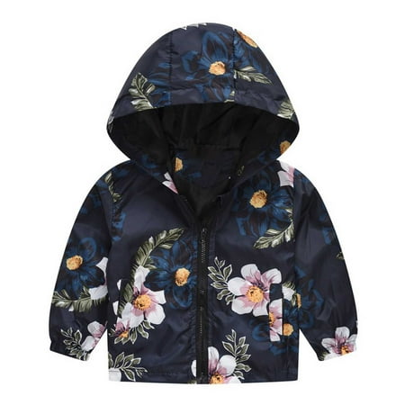 

ZCFZJW Toddler Girls Boys Spring Summer Trendy Windbreaker with Hoods Cute Cartoon Pattern Baby Zipper Hooded Coat Lightweight Thin Windproof Jacket Black 3-4Years