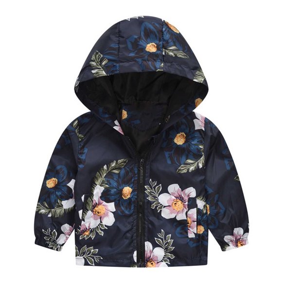 Girls Coats Size 7/8 Toddler Kids Baby Boys Girls Fashion Cute Flowers Car Pattern Windproof Jacket Hooded Coat Toddler Boy Rain Jacket Toddler Girl Rain Jacket Boys Jackets Size 6-7