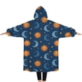 thumbnail image 2 of Oversized Wearable Blanket Hoodie,Blue Sun Moon Star Pattern Sherpa Blanket Hoodie with Super Pockets,Super Warm Fuzzy Pullover for Women & Men, 2 of 6