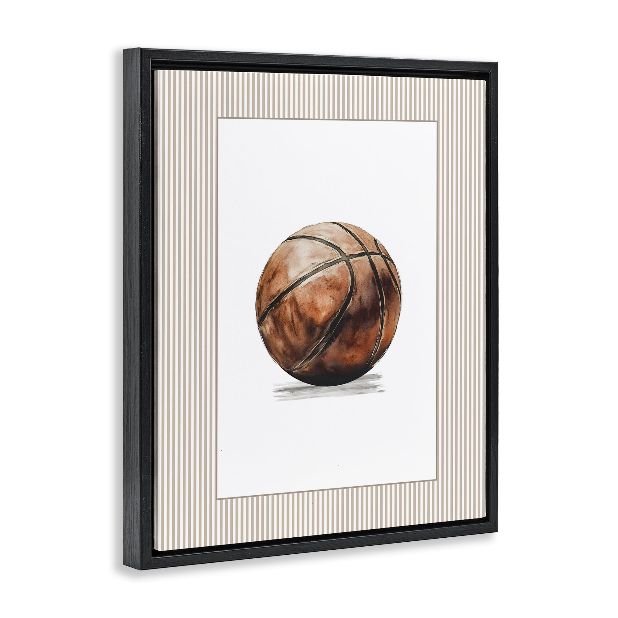 Stupell Industries Vintage Sports Basketball Black Framed Floater Canvas Wall Art, design by Christine Simpson Art