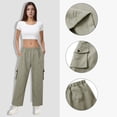 thumbnail image 4 of BODOAO Cargo Pants for Women High Waisted Casual Pants Work Pants Baggy Wide Leg Y2K Streetwear with Pockets Fashionable and Workout Pants with Pants with Zipper Suitable for Jogging and Green M, 4 of 9