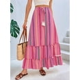 thumbnail image 5 of Women'S Color Block Skirt Elastic Waist Bohemian Patchwork Midi Skirt Casual Summer Maxi Rose Red XL, 5 of 9