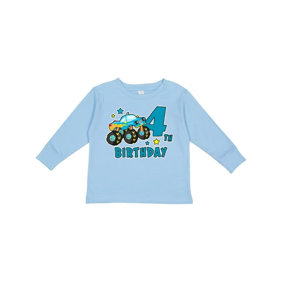 Inktastic 4th Birthday Monster Truck Boys Long Sleeve Toddler T-Shirt