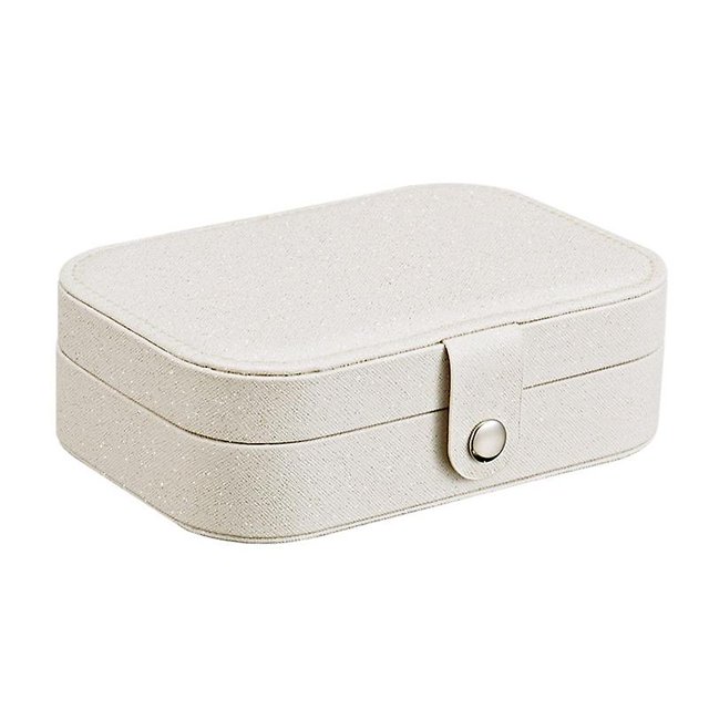 Joyero pequeño para mujer y niña, mini joyero de viaje para anillo, pendientes, collar, pulsera (1 pieza, blanco) JAMW Sencillez