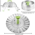 thumbnail image 3 of Cesta de vapor de acero inoxidable Cesta de vapor de verduras plegable para cocinar al vapor verduras, pescado y mariscos, expandible para adaptarse a ollas de varios tamaños (7,1" a 11"), 3 of 4