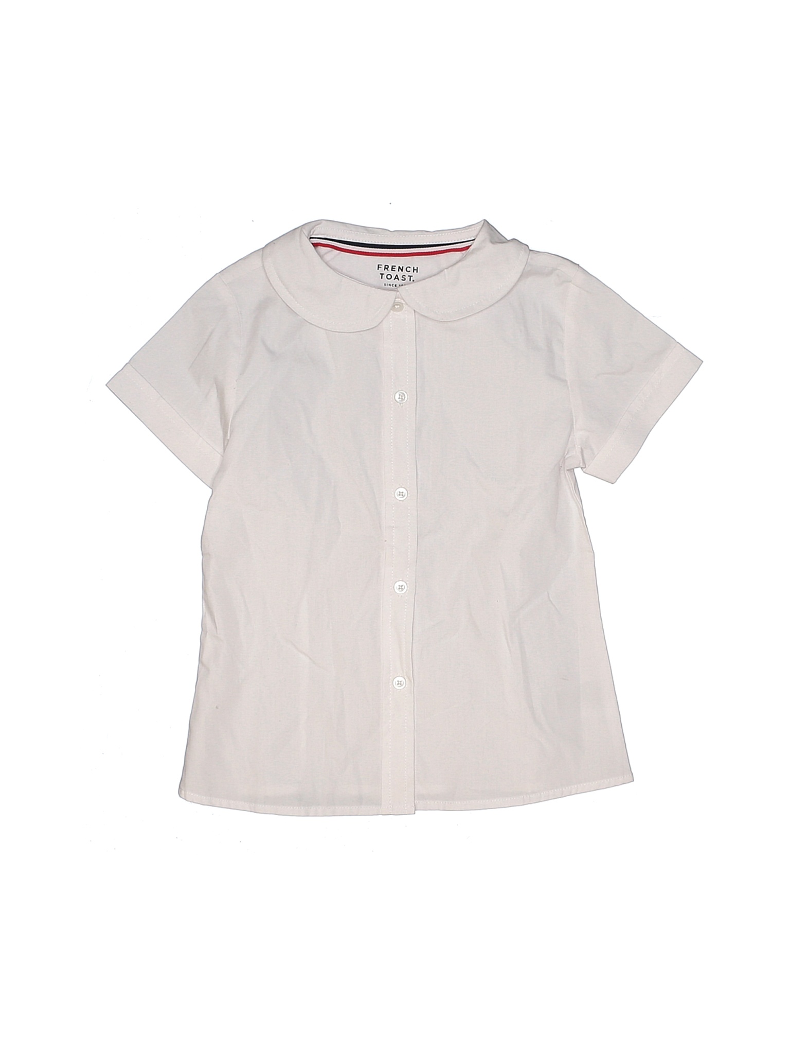 Navy Stripe French Toast Girls Short Sleeve Lace Woven Top 4T