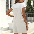 thumbnail image 6 of Czanzd Women's Cotton Linen Short Rompers with Adjustable Straps and Pockets,Beige,XL, 6 of 8