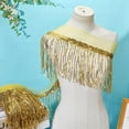 thumbnail image 4 of 10 Yards Sparkly Sequined Tassel Ribbon 27mm Sequin Fringe Tassel Lace Trim for Sewing Spangle Paillette Lace Fabric for Curtain Pillow Party Costume Home Dress Stage Embellishment Yellow, 4 of 9