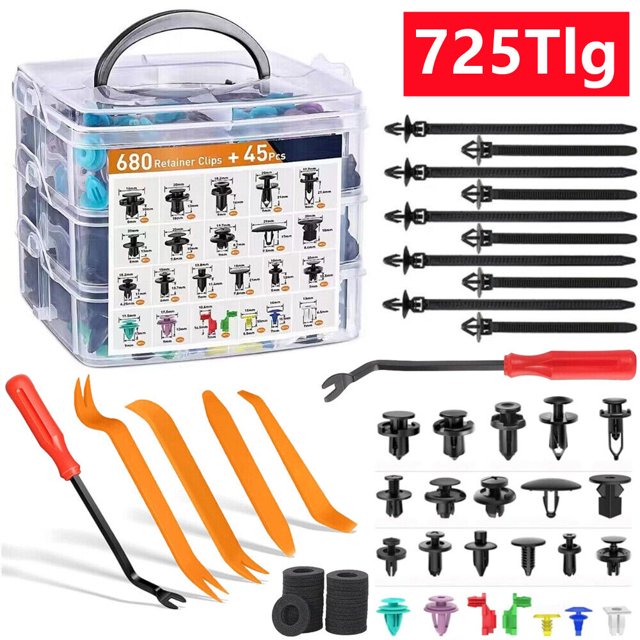 Surtido de 725 remaches expansibles para coche, kit de clips de fijación para el interior de la puerta del coche