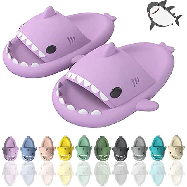 Chanclas de tiburón de dibujos animados, antideslizantes de suela gruesa Chanclas de playa, sandalias de piscina divertidas de secado rápido