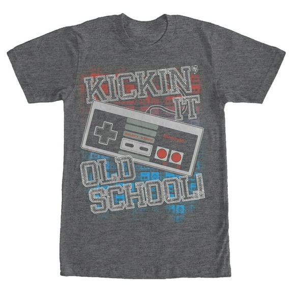 Men's Nintendo Kicking It Old School NES Controller Graphic Tee Charcoal Heather 2X Large