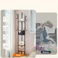 thumbnail image 4 of HOOBRO Coat Rack Stand , Freestanding Coat Hanger Shelf with Fabric Basket, 6 Support Legs and 9 Hooks, for Clothes, Hat, Suitable for Hallway, Bedroom, Rustic Brown and Black BF45YM01, 4 of 11