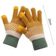 thumbnail image 5 of Opolski 1 Pair Thickened Warm Full Fingers Ribbed Cuffs Women Gloves Winter Striped Splicing Double Layer Fleece Lining Knitting Gloves for Cold Weather Yellow, 5 of 7