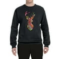 thumbnail image 2 of Trippy Colorful Buck Head Rainbow Hunting Deer Mosaic Animal Lover Unisex Crewneck Graphic Sweatshirt, Black, Small, 2 of 3