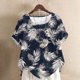 thumbnail image 2 of Camisetas de Manga Corta para las Mujeres Casual Cuello Redondo Cómodo de Lino Camiseta Botón Blusa Top Verano Manga Corta para las Mujeres, 2 of 5