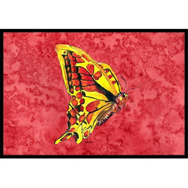 Carolines Treasures 8862JMAT Papillon de 24 x 36 Po sur Paillasson Rouge Intérieur Ou Extérieur