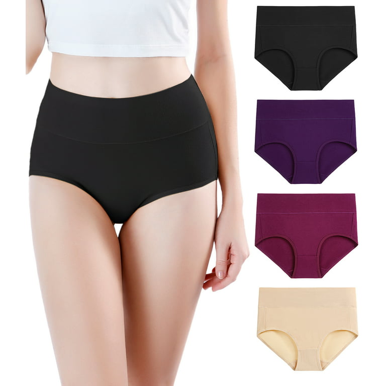 wirarpa Women's Tummy Control Cotton Panties No Muffin Top Briefs Underwear  4 Pack Sizes 5-10 