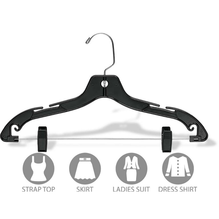 Matte Black Plastic Top Hanger, Space Saving Hangers with Notches and 360  Degree Chrome Swivel Hook, 50 Pack 