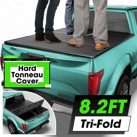 8.2FT FRP Hard Tonneau Cover Tri-Fold For 1999-2025 Ford F250 F350 Truck Bed