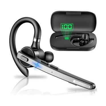 ZLC Bluetooth Headset, 72H Talktime Wireless Bluetooth Earpiece for Cellphone with 500mah Charging Case V5.1 Dual Mic Noise Cancelling Hands-Free Earphones for Office Driver