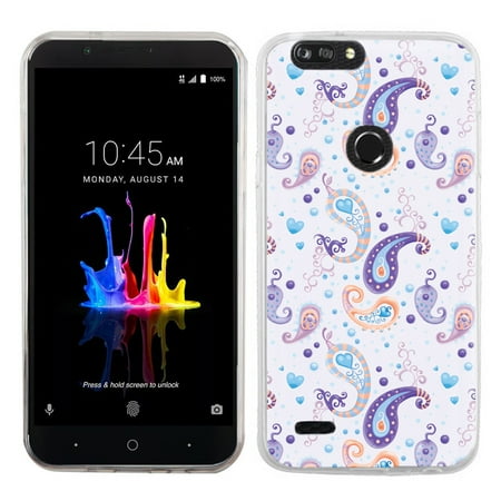 - Slim-Fit Case for ZTE Blade Z Max / Z982, OneToughShield ® Premium TPU Gel Protector Phone Case - (Paisley Purple)