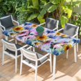 thumbnail image 2 of Pink Purple Hummingbird Table Cloths for 6 Foot Rectangle Tables, Spring Oil Painting Sunflowers Patio Waterproof Elastic Fitted Tablecloths, Washable Rectangular Table Cover for Camping, 2 of 8
