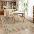 thumbnail image 3 of Garvee 6'x9' Scalloped Washable Area Rug Solid Border Carpet with Non Slip Backing, Soft Low Pile Rug for Living Room Bedroom Home Office, Linen, 3 of 10