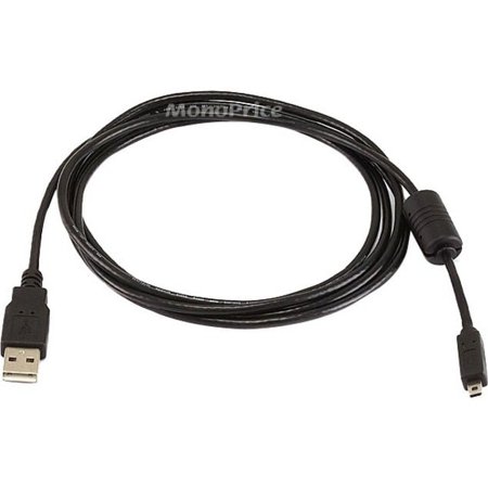 UPC: 0844660027355 | Monoprice 6  USB A to Mini-B 8pin Cable With Ferrites For Panasonic Nikon Digital Camera Black