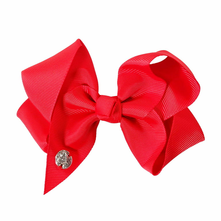 JojoBoutiqueBows 6'' Christmas Plaid Ribbon Hair Bows, Red