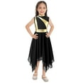 thumbnail image 2 of renvena Kids Girls Sleeveless Color Block Asymmetrical Praise Lyrical Dance Dress 6-16 Black 14, 2 of 7