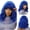 Blue, variant on Bob Curly Wavy Bob Wigs with Bangs for Women [Include Weaving Cap] Synthetic Short Wig with Bangs Natural Looking Heat Resistant Fiber Hair for Women