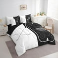 thumbnail image 3 of Homewish Hockey Gamer 7 Pieces Bedding Comforter Set,Ball Sport Full Bedding Set,White Black Fitted Sheet Flat Sheet For Boys Kids,Luxury Bedroom Decor Reversible, 3 of 8