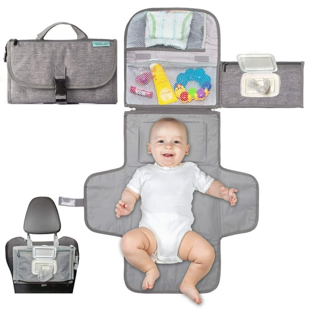 Kopi Cambiador de pañales portátil para bebé, bolsa de viaje para cambiador de pañales con bolsillo para toallitas, cambiador portátil de diseño inteligente, kit de estación de viaje para bebés, regal
