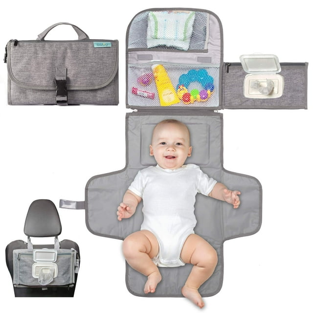 Kopi Cambiador de pañales portátil para bebé, bolsa de viaje para cambiador de pañales con bolsillo para toallitas, cambiador portátil de diseño inteligente, kit de estación de viaje para bebés, regal