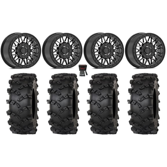 Valor V08 Beadlock 15" Wheels Dark Tint 35" Outlaw M/T Tires Can-Am Maverick X3 / Honda Pioneer 1000 / Talon