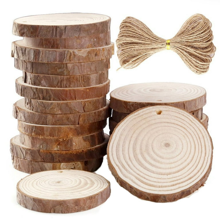 Jikolililili Natural Wood Slices 20 Pcs 2 Inch-2.75 Inch Craft