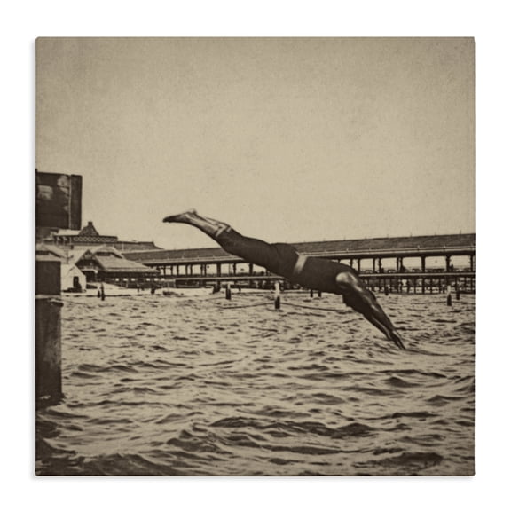 Stupell Industries Traditional Vintage Diving Man Canvas Art, 24 x 24, by Graffitee Studios