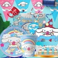 thumbnail image 2 of Miniso Sanrio Cinnamoroll Suministros para fiestas temáticas infantiles Vajilla desechable Vaso Plato Globo Telón de fondo para decoración de fiesta de cumpleaños, 2 of 5