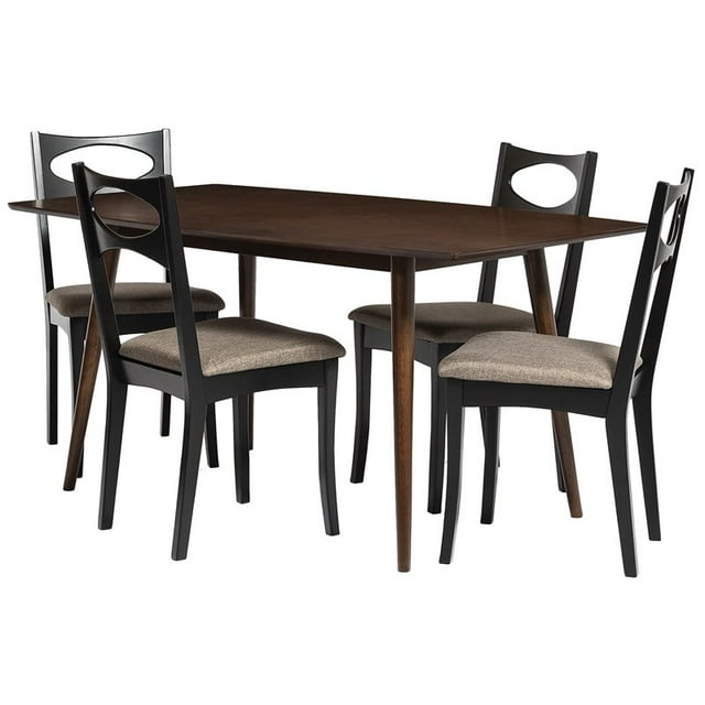 Table de Salle à Manger Moderne du Milieu du Siècle avec Chaises Rembourrées en Noyer