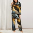 thumbnail image 2 of Honeii Golden White Fire Dragon print Women's Pajama Sets Long Sleeve Button Down Sleepwear Nightwear Soft Pjs Lounge Sets-Large, 2 of 7