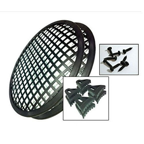 6" Grill Waffle Speaker Sub Woofer Grills, 1 Pair with 8 Clips and 8 Screws