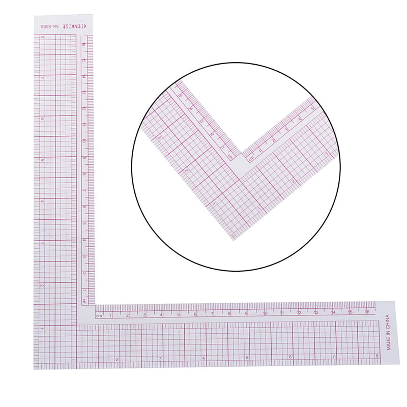 Tailor Drawing Craft Tool L-shape Ruler Sewing Square Curve Ruler Plastic Gauge 