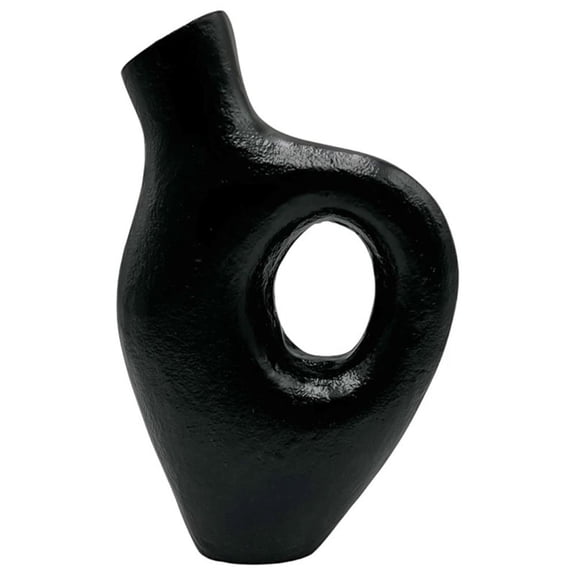 Pemberly Row 12-inch Tall Decorative Handmade Aluminum Jug Flower Vase in Black