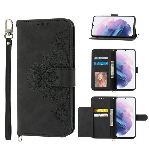 For Samsung Galaxy S22 5G Skin-feel Flowers Embossed Wallet Leather Phone Case For Samsung Galaxy S22 5G