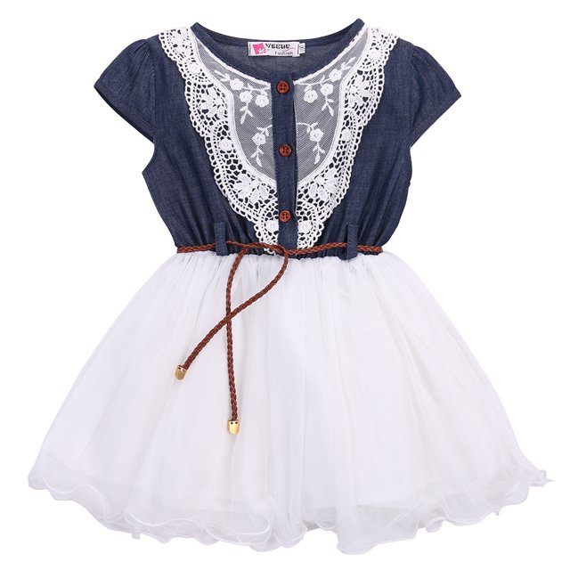 SUNSIOM Vêtements pour Enfants, Épissage Col Rond Manches Courtes Tulle Robe