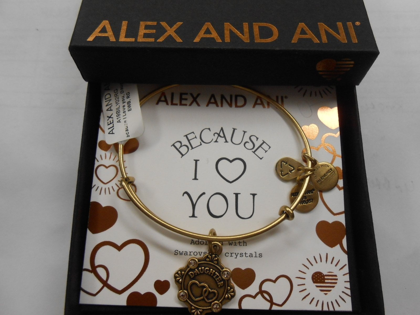 Alex And Ani Alex And Ani Womens Because I Love You Daughter Charm Bangle Bracelet Rafaelian Gold Expandable Walmart Com Walmart Com