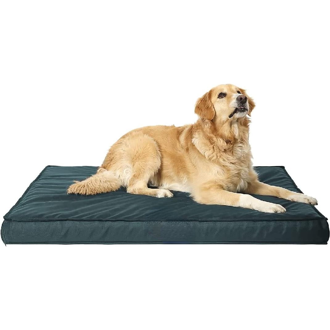 Waterproof Dog Bed for Large Dogs Tail Stories Outdoor All Weather Dog Bed Orthopedic Egg Foam Indestructible Pet Bed with Washable Removable Chew Proof Cooling Cover 