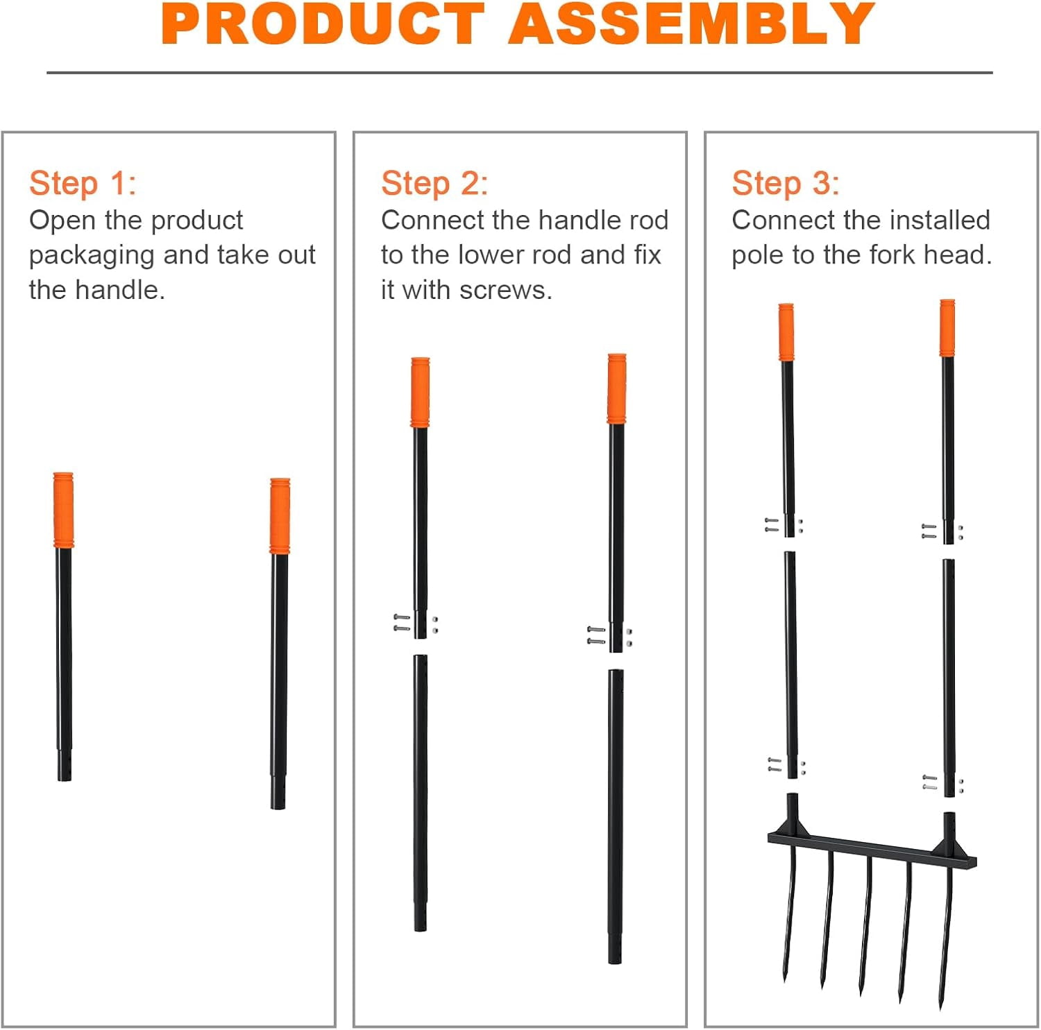 Broad Fork Garden Tool, Ergonomic Design - for Farms, Gardens, Vegetable plots, for Easy Turning of The Soil, Removal of Weeds, 5 Wide Fork Hand Cultivator Black
