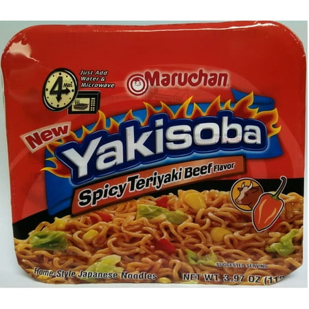 8 PACKS : Maruchan Yakisoba, Spicy Teriyaki Beef Flavor, 3.97-Ounce Microwavable